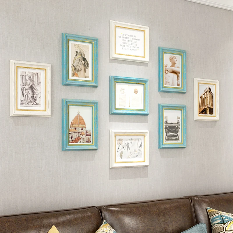 11 Colors Fresh Simple Nordic Photo Wall Combination 9 Pcs/Set Bedroom Hanging Picture Frames Living Room Layout Photo Frame Set