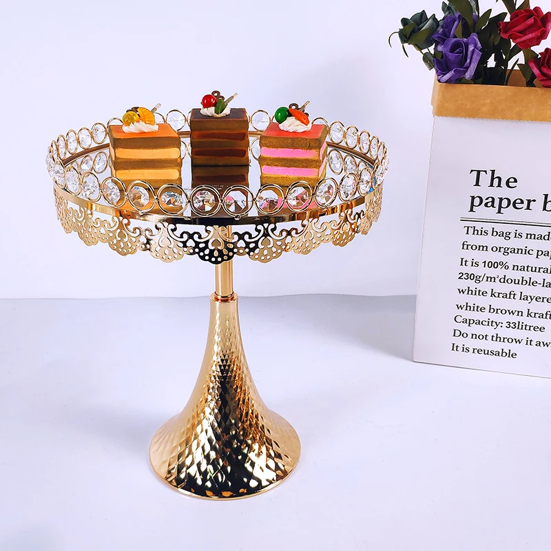 1pcs Gold Mirror Cupcake Stand Crystal Metal Creative  Large Fruit Plate Basket Home Set Cake Tool