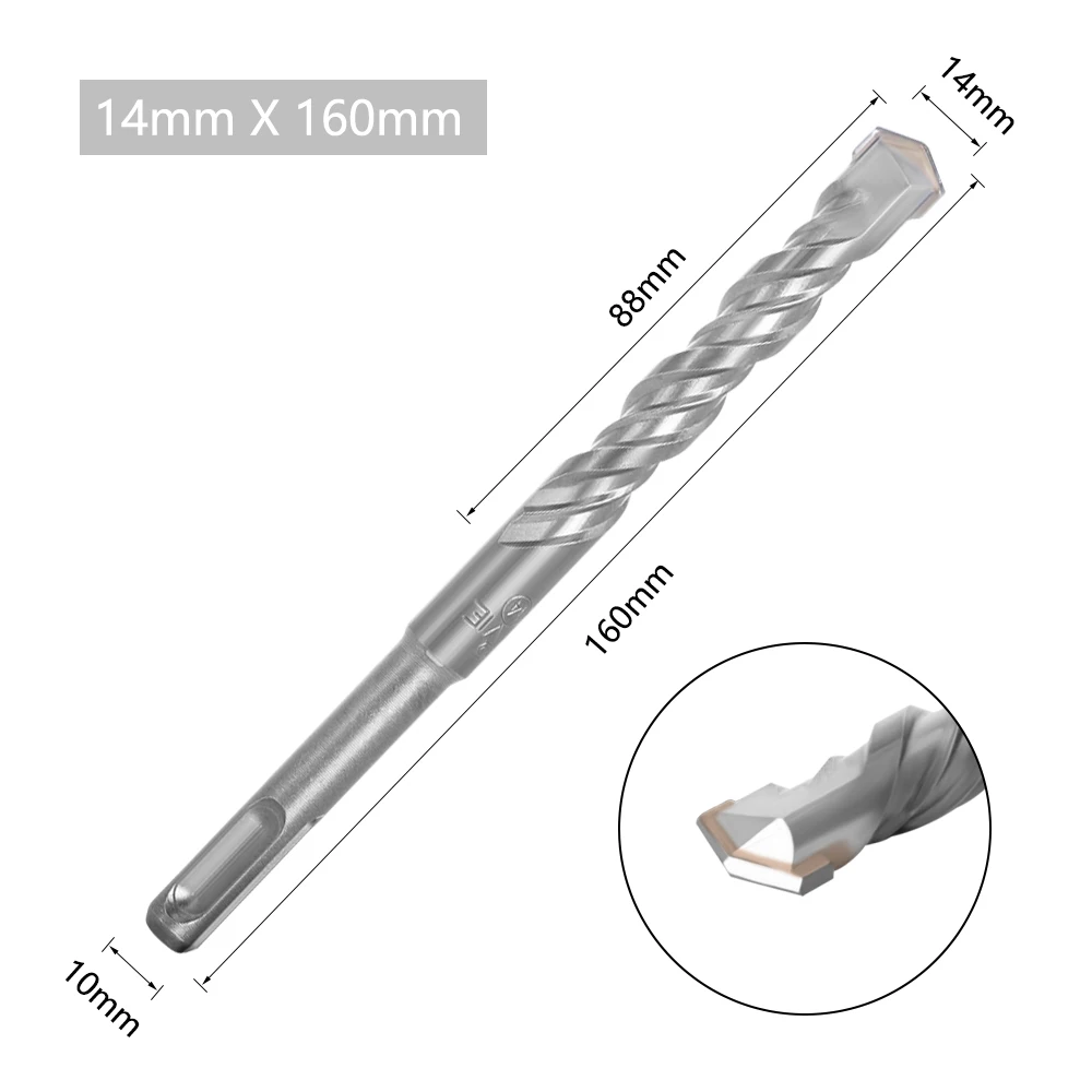 10-teiliges Elektrohammer-SDS-Plus-Bohrerset 160mm für Beton, Ziegel, Mauerwerk, Lochsäge-Bohrer 4mm 5mm 6mm 018 – Detail 14