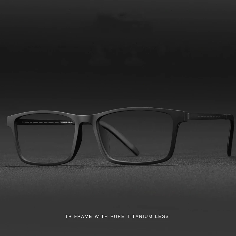 Pure Titanium Glasses Frame Men Comfortable Large Frame TR Glasses Frame Ultra Light Square Myopia Optical Glasses Frame 8822T