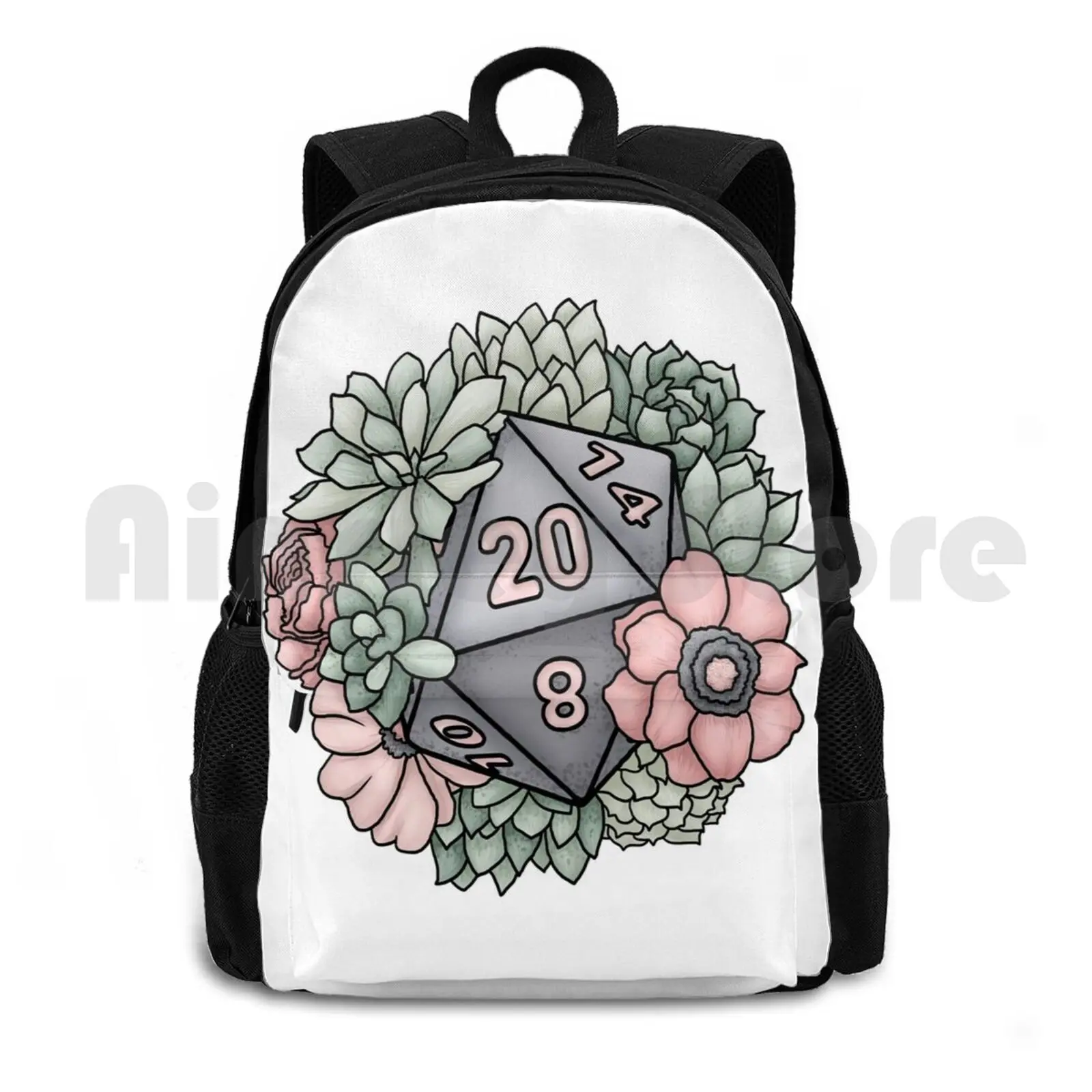 Succulent D20 Tabletop Rpg Gaming Dice Outdoor Hiking Backpack Waterproof Camping Travel D20 D D Dnd And Tabletop Gaming Dice