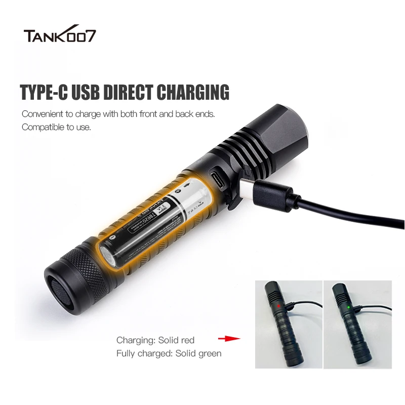 TANK007 CI05 Forensic NDT 365nm UV LED Flashlight GEL Curing Lamps Filter Black lens USB Charging Blacklight Light High Power