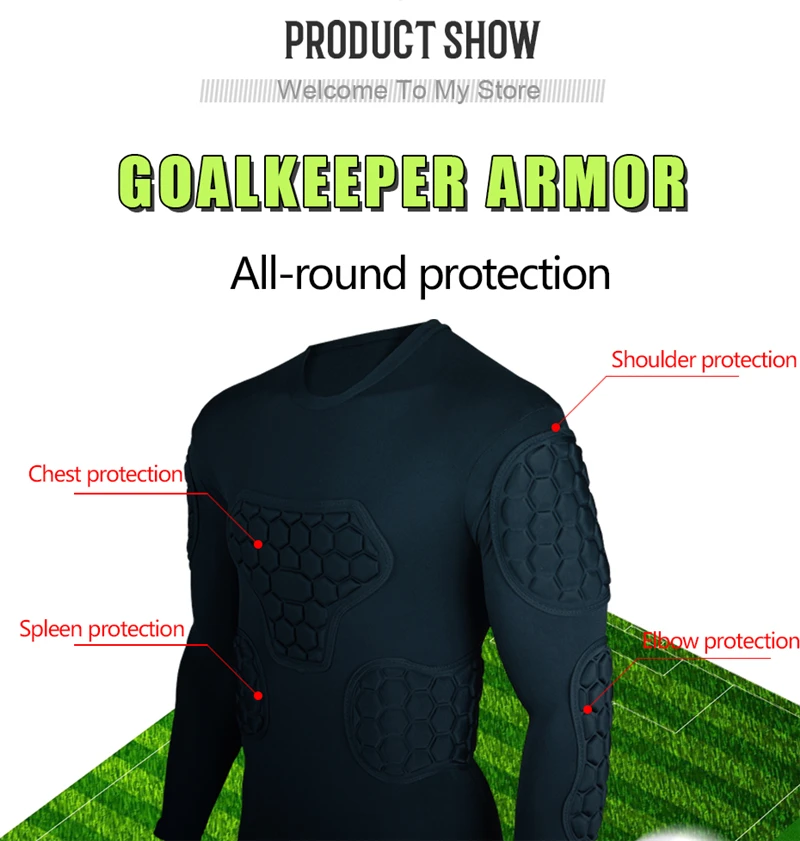 Professionelle Rugby Fußball Fußball Torwart Trikots Rüstung Uniformen Shirts Jacken verdicken EVA Schwamm Ellenbogen Brustschutz – Detail 7