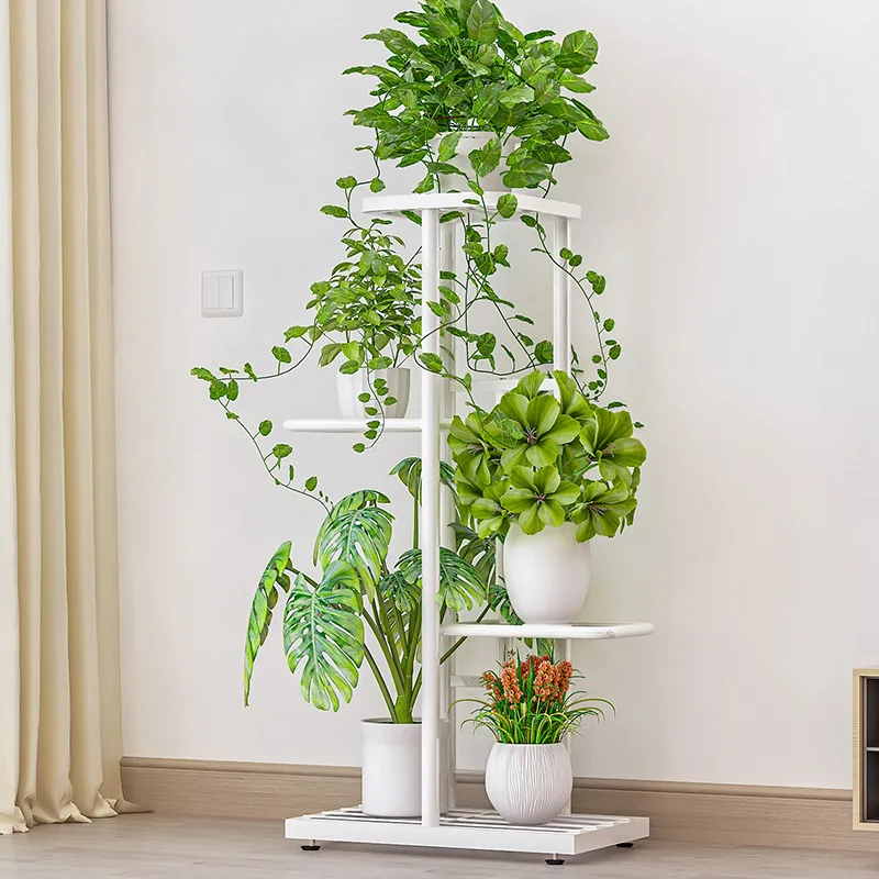 4ชั้น5 Potted พืชหลายดอกไม้ผู้ถือหม้อชั้นวาง Planter Rack Storage Organizer สำหรับในร่มสวนระเบียง