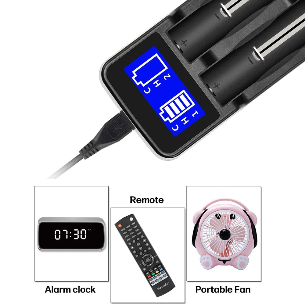 18650 caricabatterie Display LCD caricatore intelligente USB 18490 18350 17670 17500 16340(RCR123) 14500, Ni-mh/Ni-Cd A AA AAA