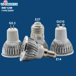 Dimmable Led Spotlight 9W 12W COB Led Bulb Light G5.3 GU10 E14 E27 Lampada Spot Light AC 110V 220V 240V Warm Cold White Lampara