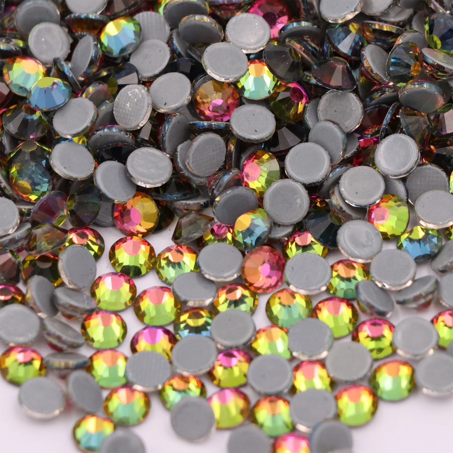 

Rainbow Iron On Rhinestones / Hot Fix Crystals Flatback Glass Stones Chatons DIY Wedding Dress Clothes Decorations