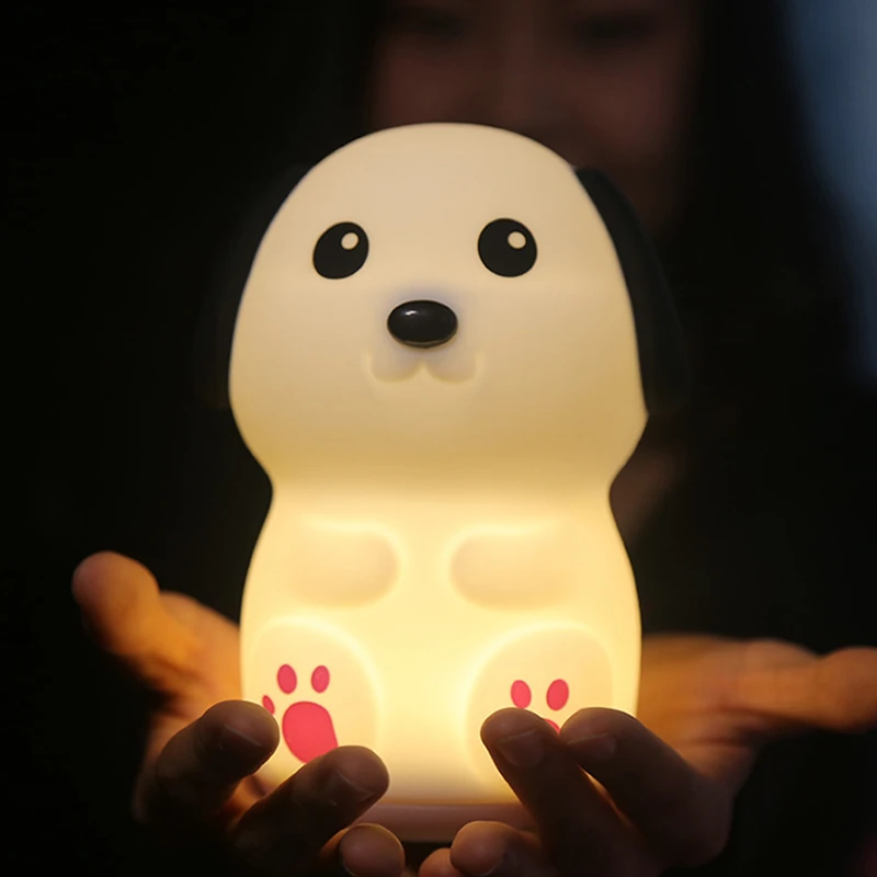 Cute and Creative Touch Doggie Silicone Night Light Holiday Gift Bedroom Bedside LED Sleeping Decoration Table Lamp