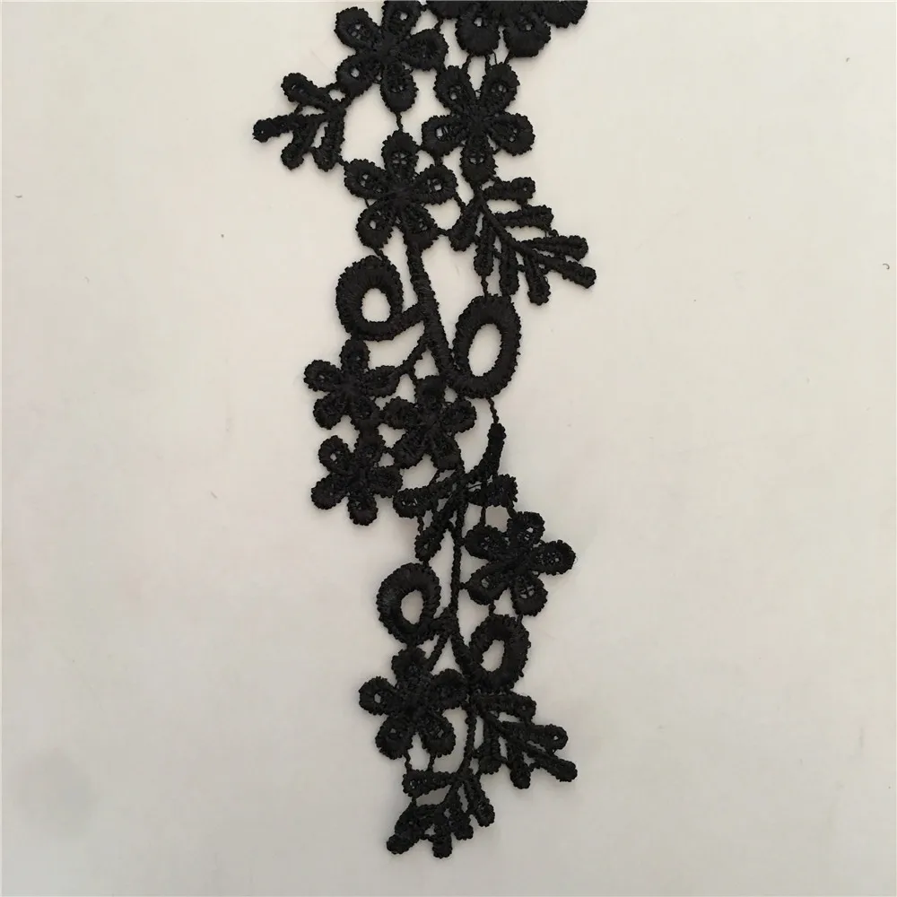 High quality Embroidery Black Applique Lace Collar Sewing Lace Fabric DIY Neckline Dresses Accessories Supplies A pair of sale