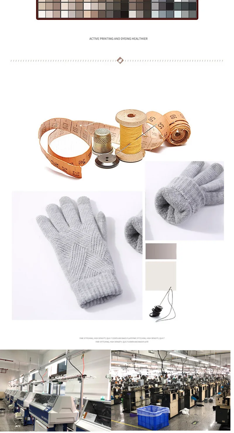 Female Winter Warm Knitted Full Finger Gloves Men Solid Woolen Touch Screen Mittens Women Thick Warm Cycling Driving Gloves H46