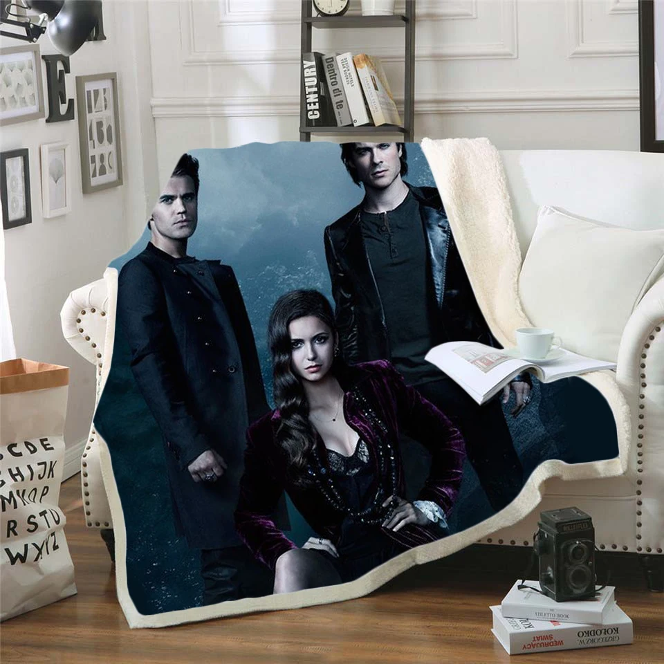 The Vampire Diaries 3d printed fleece blanket for Beds Hiking Picnic Thick Quilt Bedspread Sherpa Throw Blanket style-8