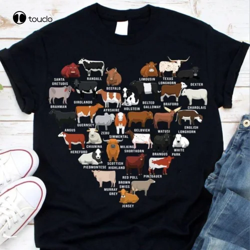 Types Of Cows Heart Cow Lovers Farmers Gift Women Men T Shirt S-3Xl Black