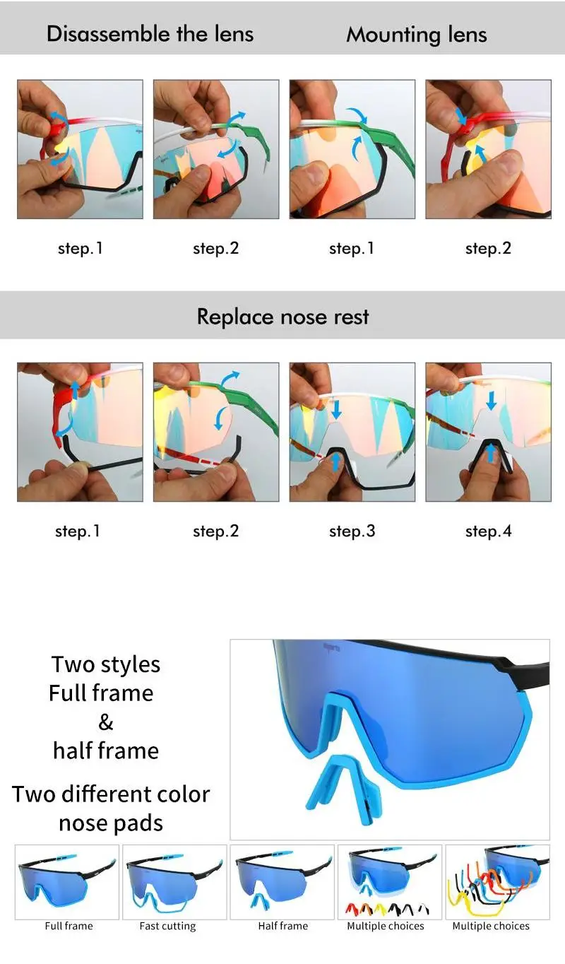 Lunettes de soleil polarisées TR90 pour hommes et femmes, 4 verres, accessoires de sport, cyclisme, équitation