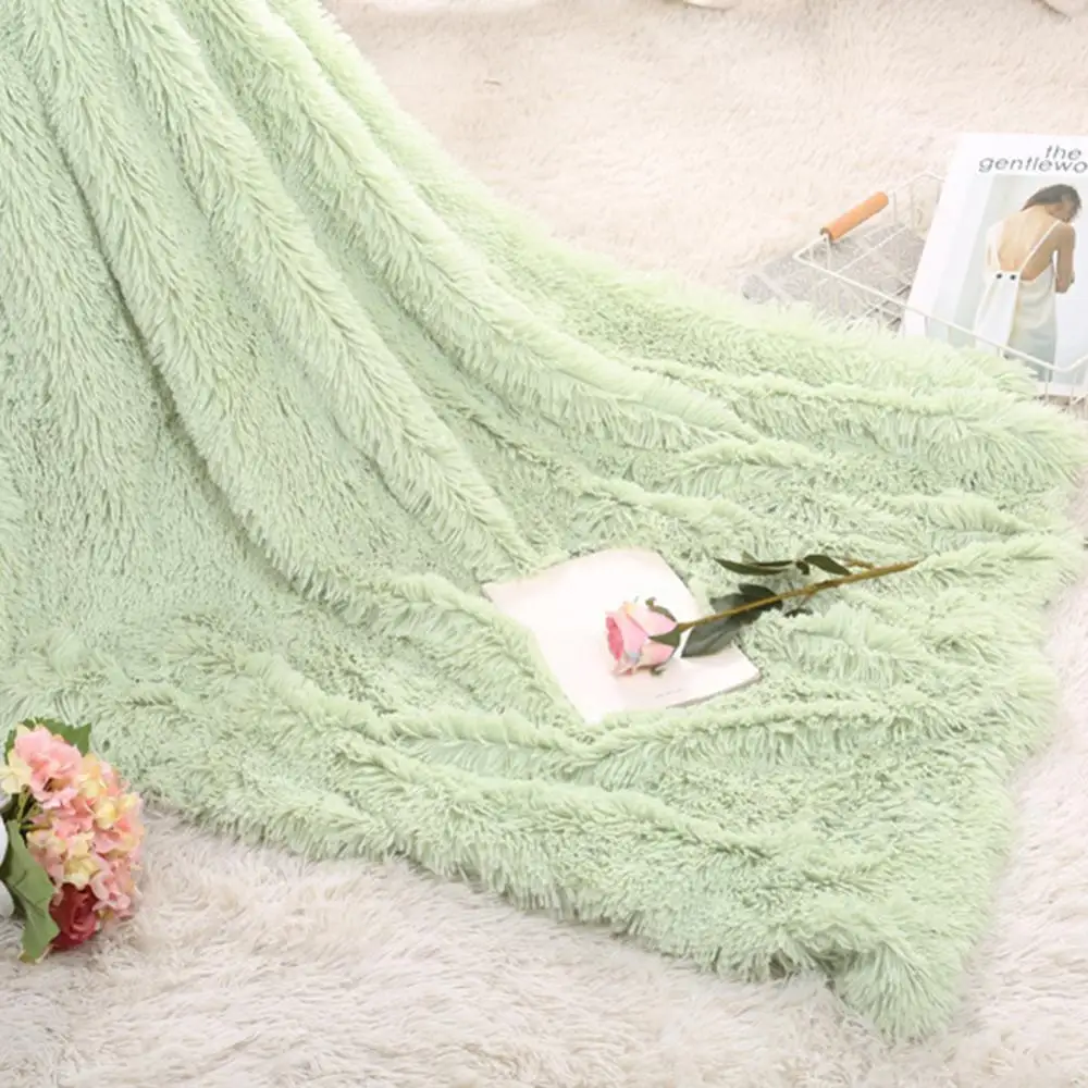 2021 New 80x120cm Soft Fluffy Shaggy Warm Bed Sofa Bedspread Bedding Sheet Throw Blanket Fluffy Warm Polyester Blanket Throw