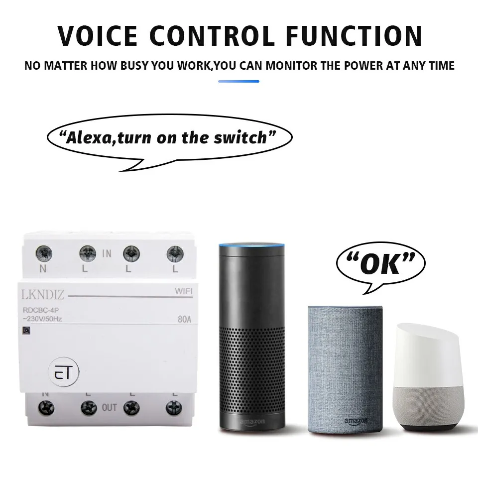eWeLink SMART WiFi Circuit Breaker Remote Control by Voice Control With Alexa and Google Home 18mm Din Rail  RDCBC1P 2P4P