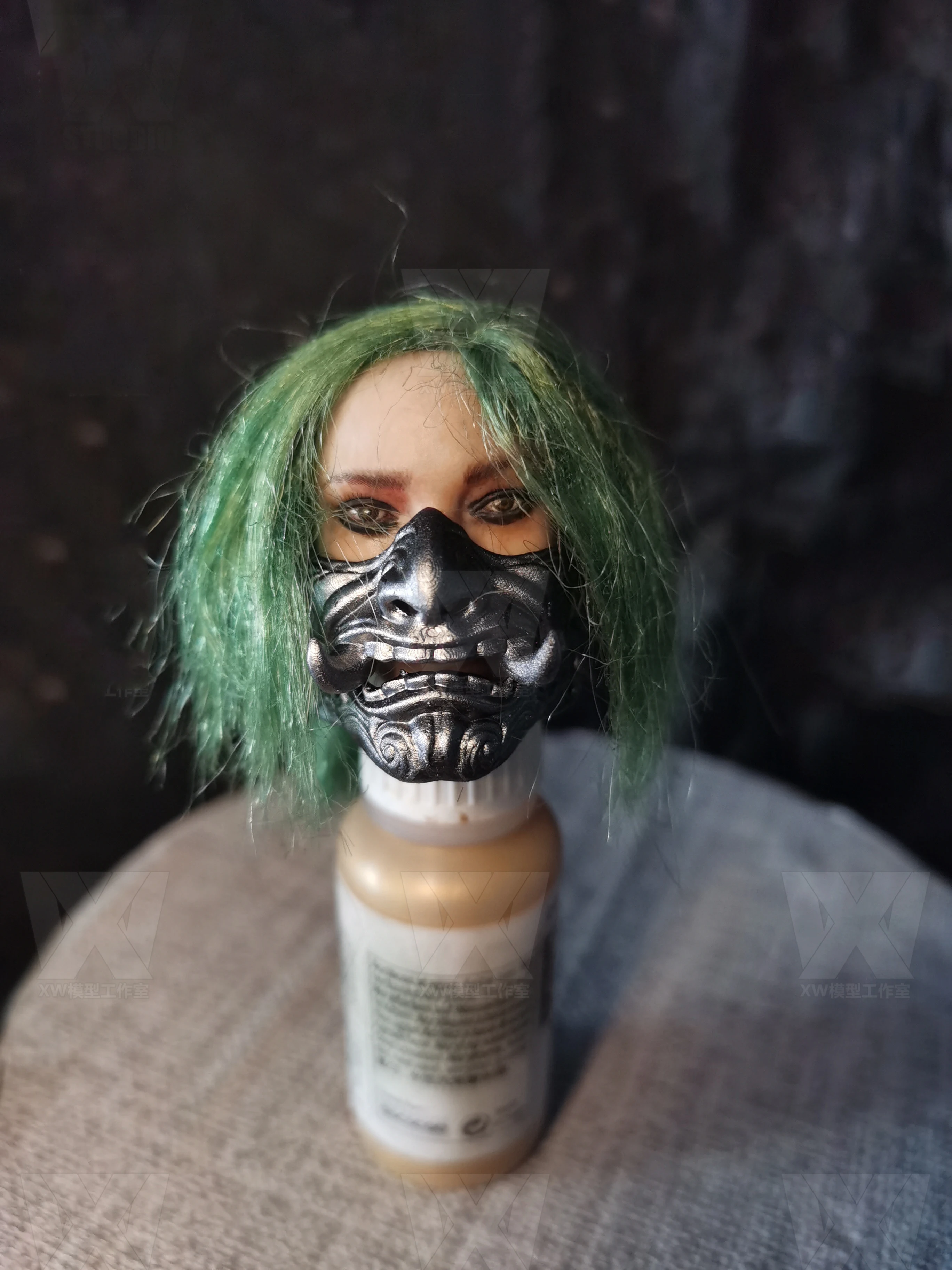 

Custom 1/6 Soldier Mask Japanese Samurai Parts Helmet Handmade Model Accessories for 12" Head DIY in Stock for Sale