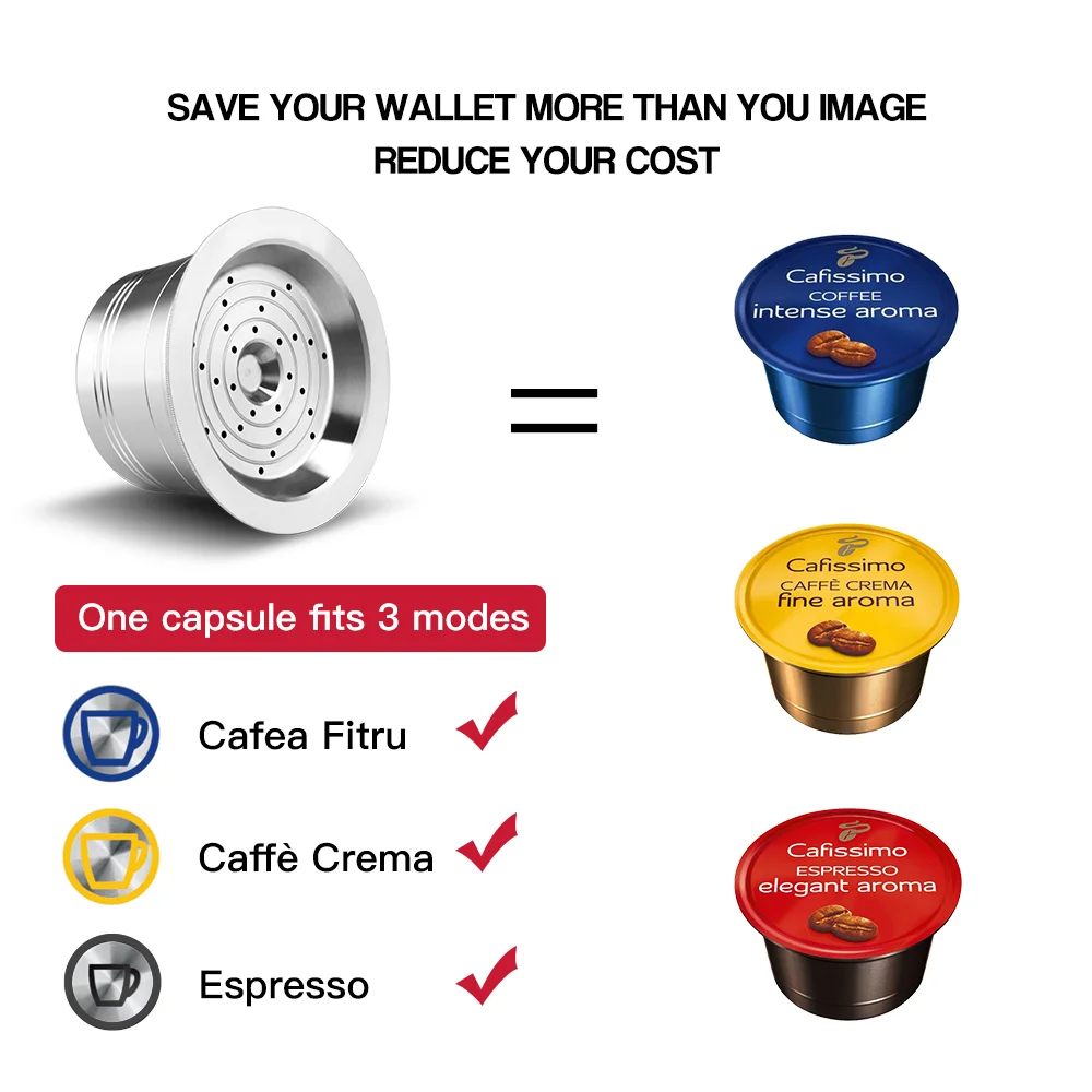 Reusable Coffee Capsule For Three Hearts Tchibo Cafissimo Coffee Maker Stainless Steel K-Fee Pod Filter Accessories