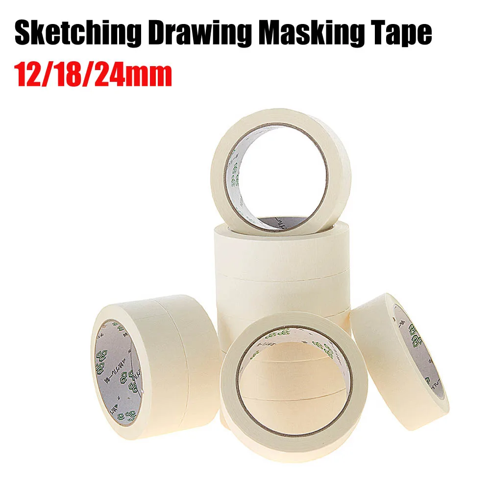 12/18/24mm 20m Long Masking Tape Beige Color Car Spraying Single Side Adhesive Tape for Car House Oil Painting Sketch Wholesale