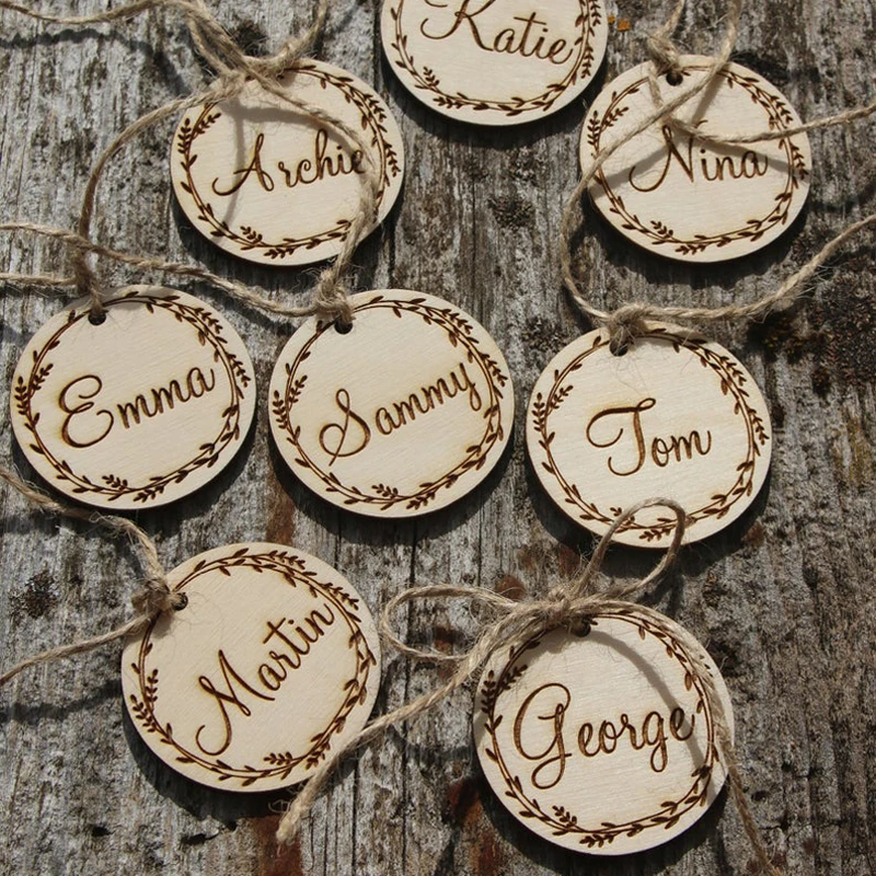 Custom Guest Name Party Wedding Decoration Personalized Wood Name Logo Tags  Unique Party Gift Table Decoration
