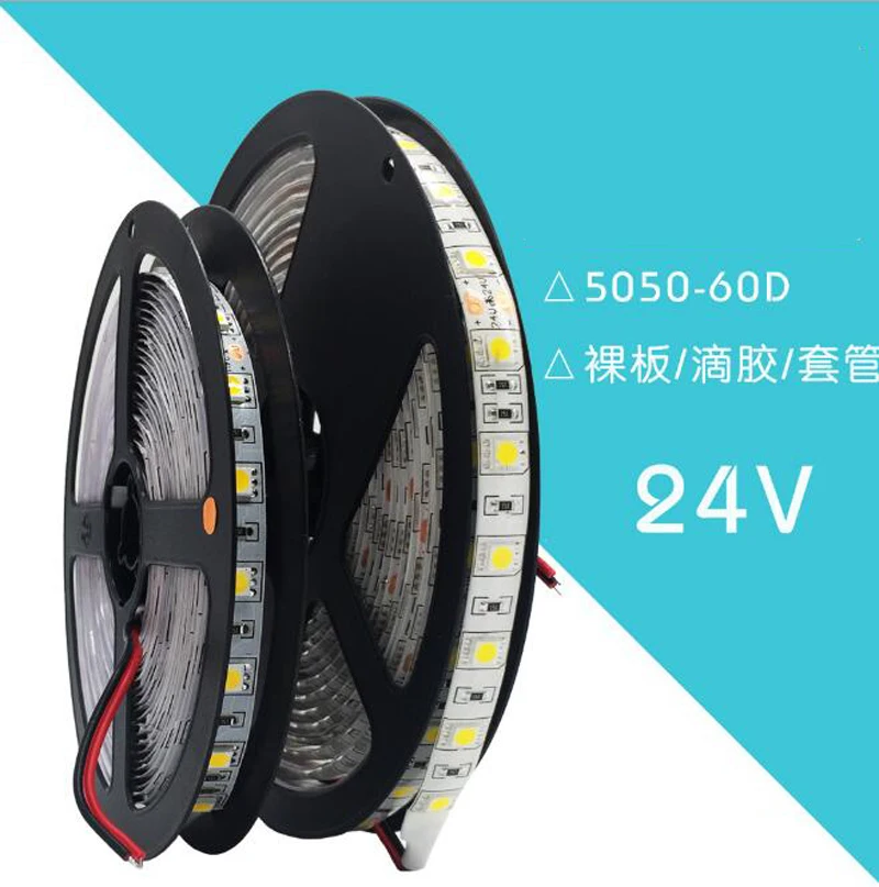 

100m/lot DC24V Super Bright 5M/Reel Car LED Strip Waterproof 5050 60LEDs/m Flexible Light 5050 LED Strip RGB Warm White