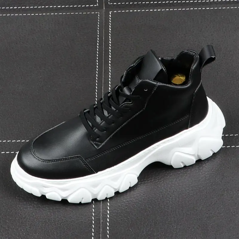 

CuddlyIIPanda New Men Fashion Casual Ankle Boots Spring Autumn Thick Bottom Side Zipper Luxury Designer Youth Trending Sneakers