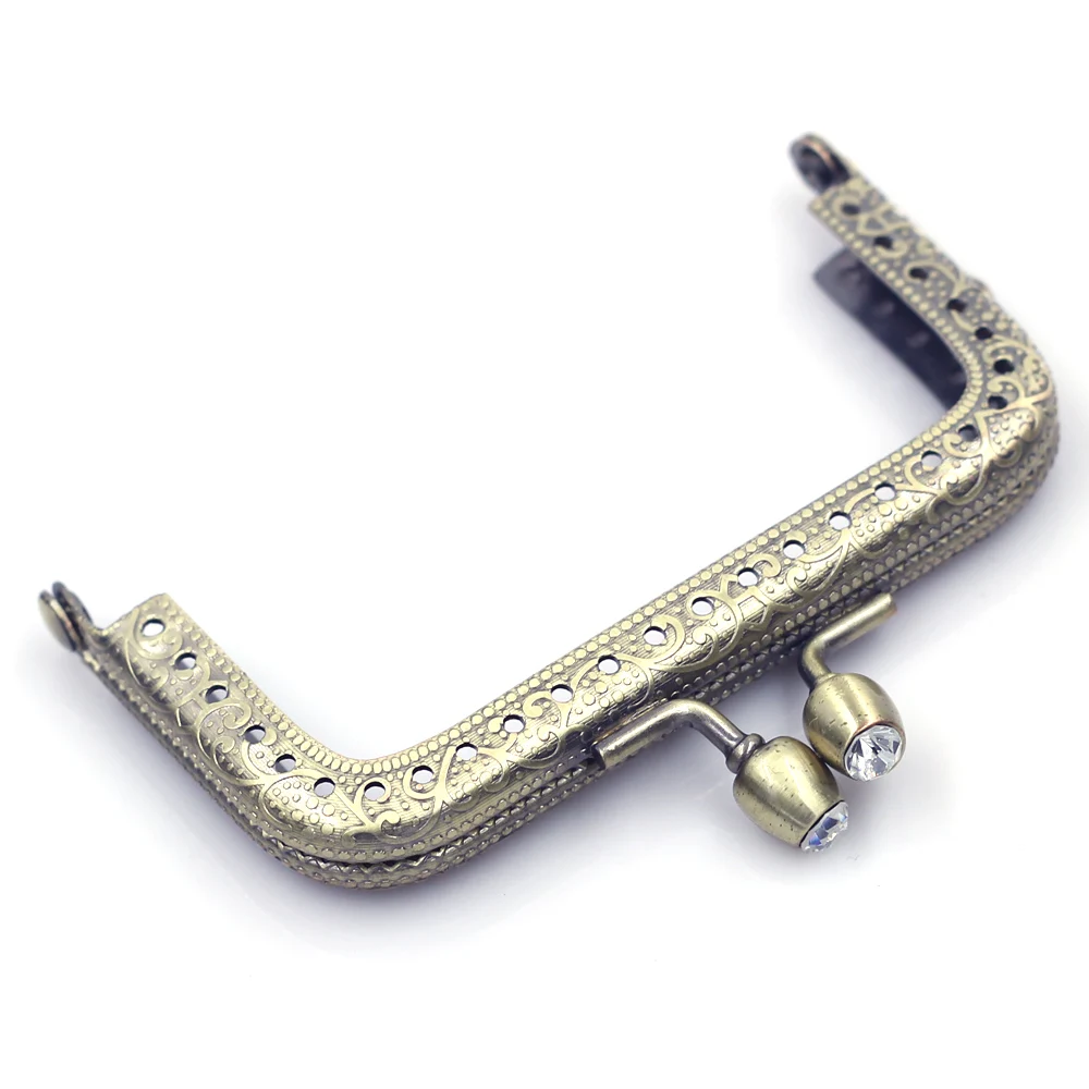 10Pcs Bronze Tone Square Purse Frames Pouch Bag Kiss Clasps Clutch Handles Buckle Handmade Handbag Accessories 8.5cm