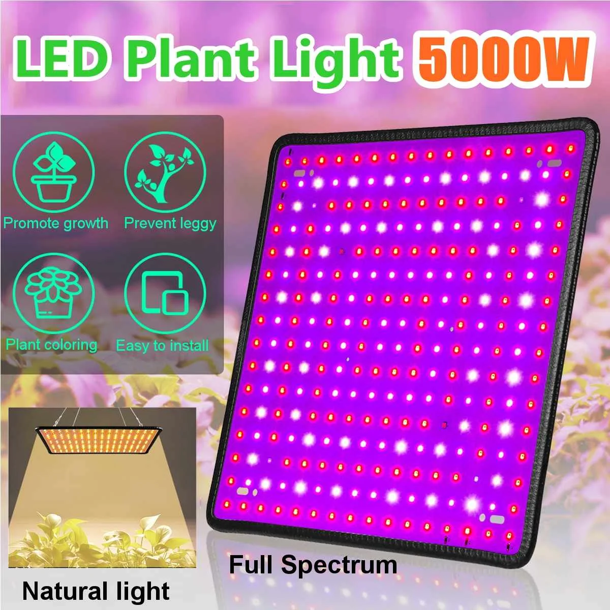 

256 LEDs 5000W LED Grow Light Full Spectrum LED Plant Grow Light Veg Bloom Lamp Indoor Plant Growing Light Greenhouse for Garden