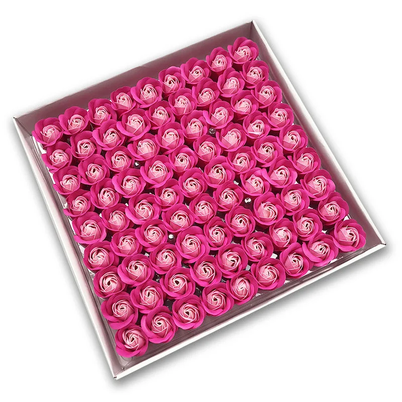81pcs Three-Layer No Flower Base Rose Soap Flower Head Decoration Flower Box Wedding Bouquet Valentine'S Day Artificial Flower