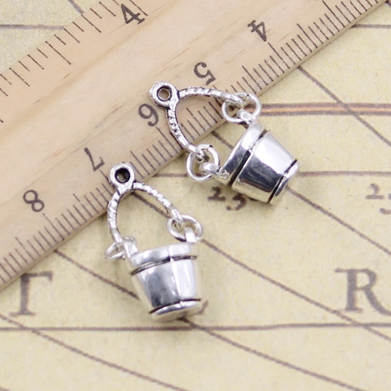 10pcs Charms Movable Bucket Pail 24x12x7mm Tibetan Bronze Silver Color Pendants Antique Jewelry Making DIY Handmade Craft