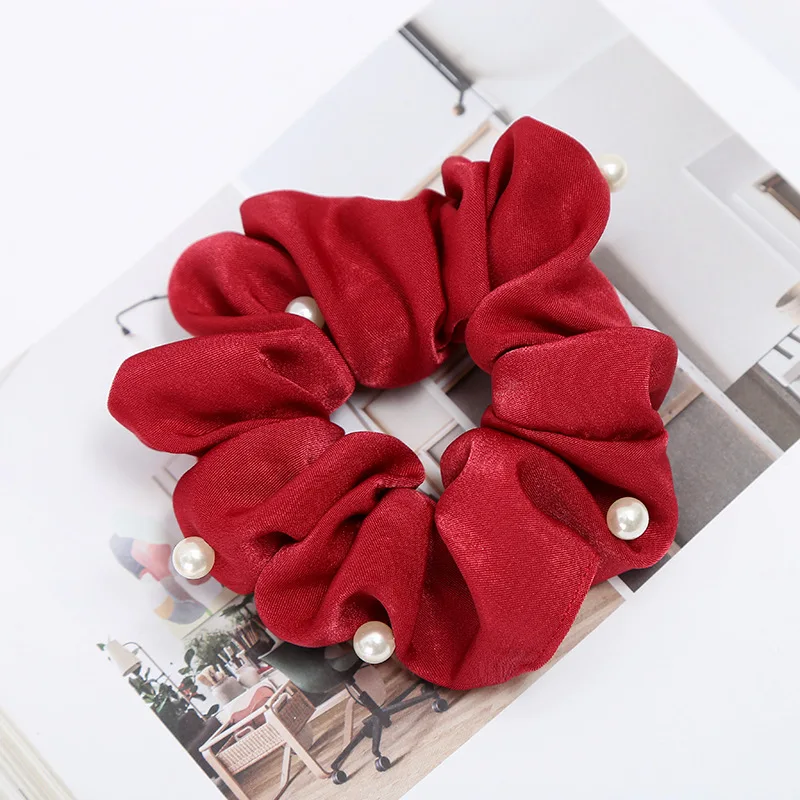 New fashion pearl large intestine circle fabric hair ring Women Elastic Hair Bands hair accessories