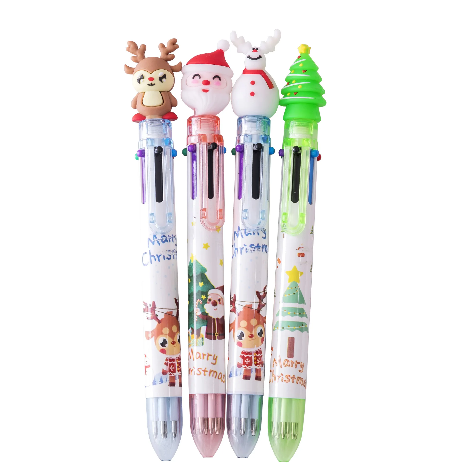 

4pcs Christmas Gifts 6Colors Ballpoint Pen Cartoon Stationery Students Childrens Office and School Pens Supply Free Shipping