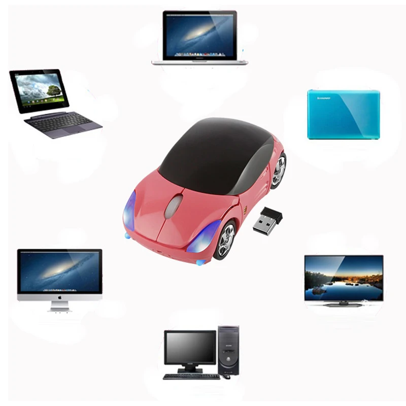 CHYI Mouse nirkabel Mini bentuk mobil ergonomis, Mouse komputer mobil olahraga optik Usb lucu 3D keren hadiah PC untuk Laptop