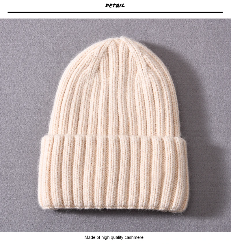 Winter-Seidensatin-gefütterte Beanie-Mütze für Damen und Herren, Unisex, dicke, klobige Mütze, gestreift, warm, weich, hochwertige Kaschmir-Strickmütze – Detail 15