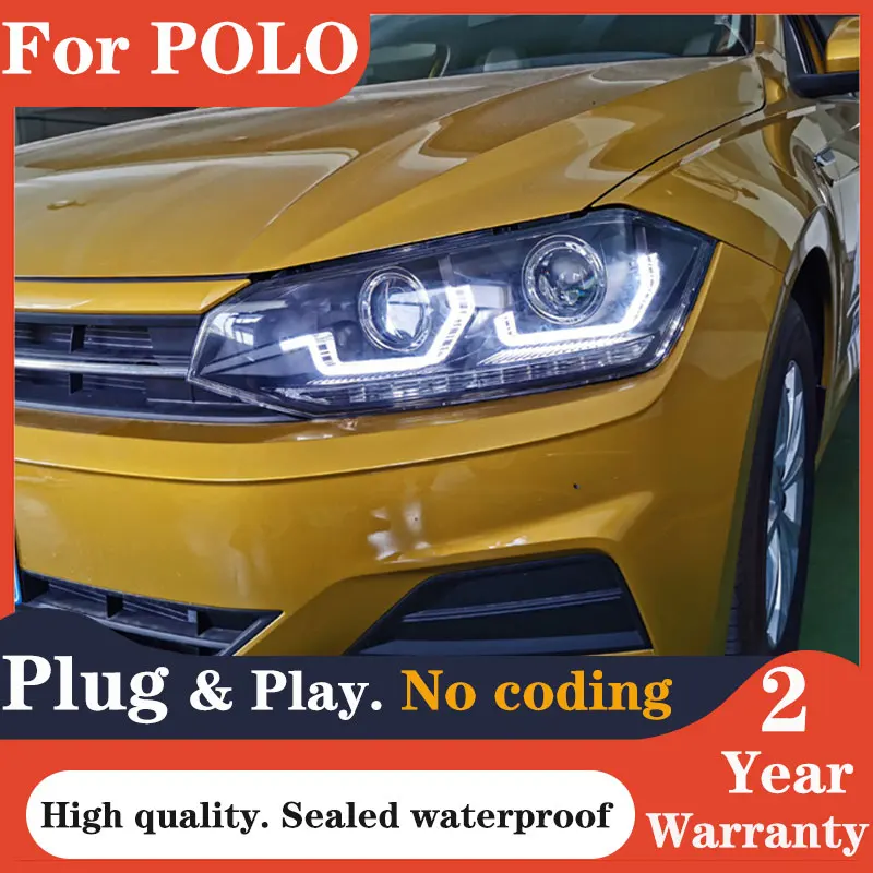 Car lamps For Car VW POLO Headlights 2018-2020 DRL Day Running Light LED Bi Xenon Bulb Fog Lights Car Accessory POLO Head Lamp