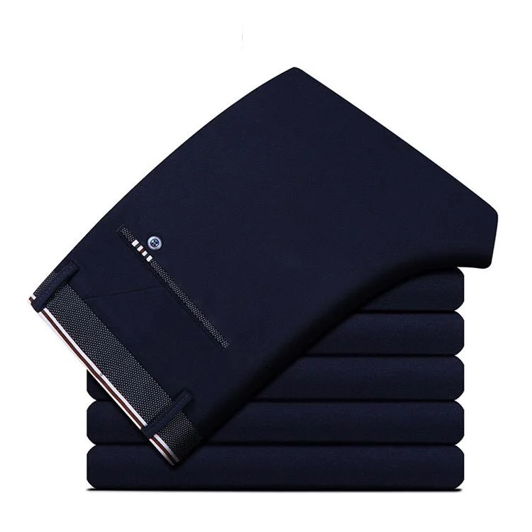 Pantalon d'Affaires pour Homme, Long, Fin, Formel, Couleur Unie, Droit, Baggy, Bureau, Été, FJDstres
