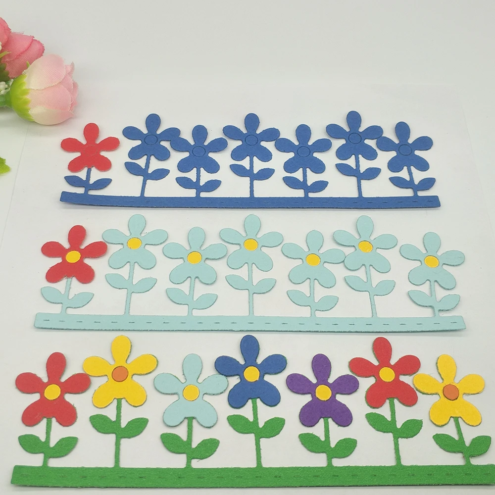 1 row of 7 small flowers wedding metal cutting die, scrapbook, photo album, greeting card, DIY decoration, handmade art