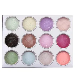 12 Colors Nail Art Crystal Powder Acrylic Carving Powder Nail Art Design Sculpture For UV Gel Nail Decoration