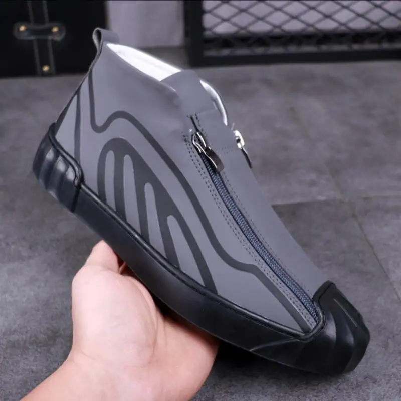 

2021 new men's high top breathable zippered ankle boots sport luxury leisure shoes men b24