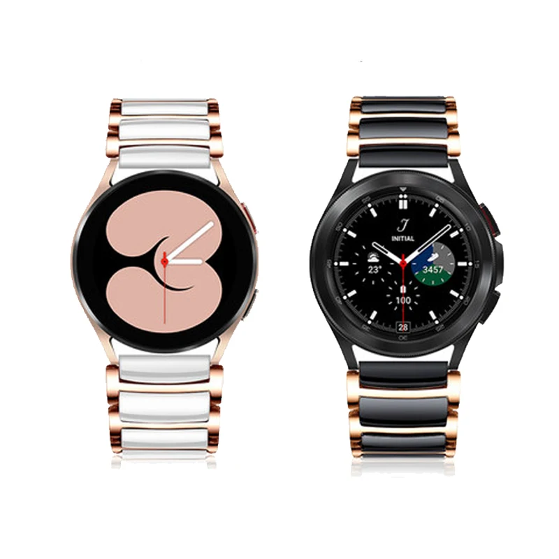 Ceramic Watchband For Samsung Galaxy Watch 4 6 Classic Stainless Steel Metal Strap Bracelet For Galaxy Watch 4 5 6 7 40mm 44mm