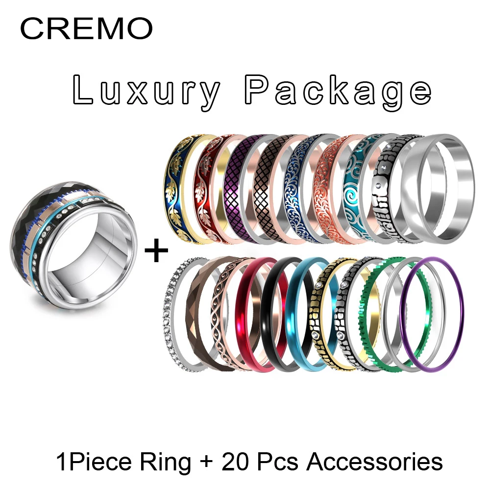 

Cremo enamel Rings Steel Bague Combination Ring For Women Vintage Leaf Interchangeable Personality Acier Ringen Anel Qnillos