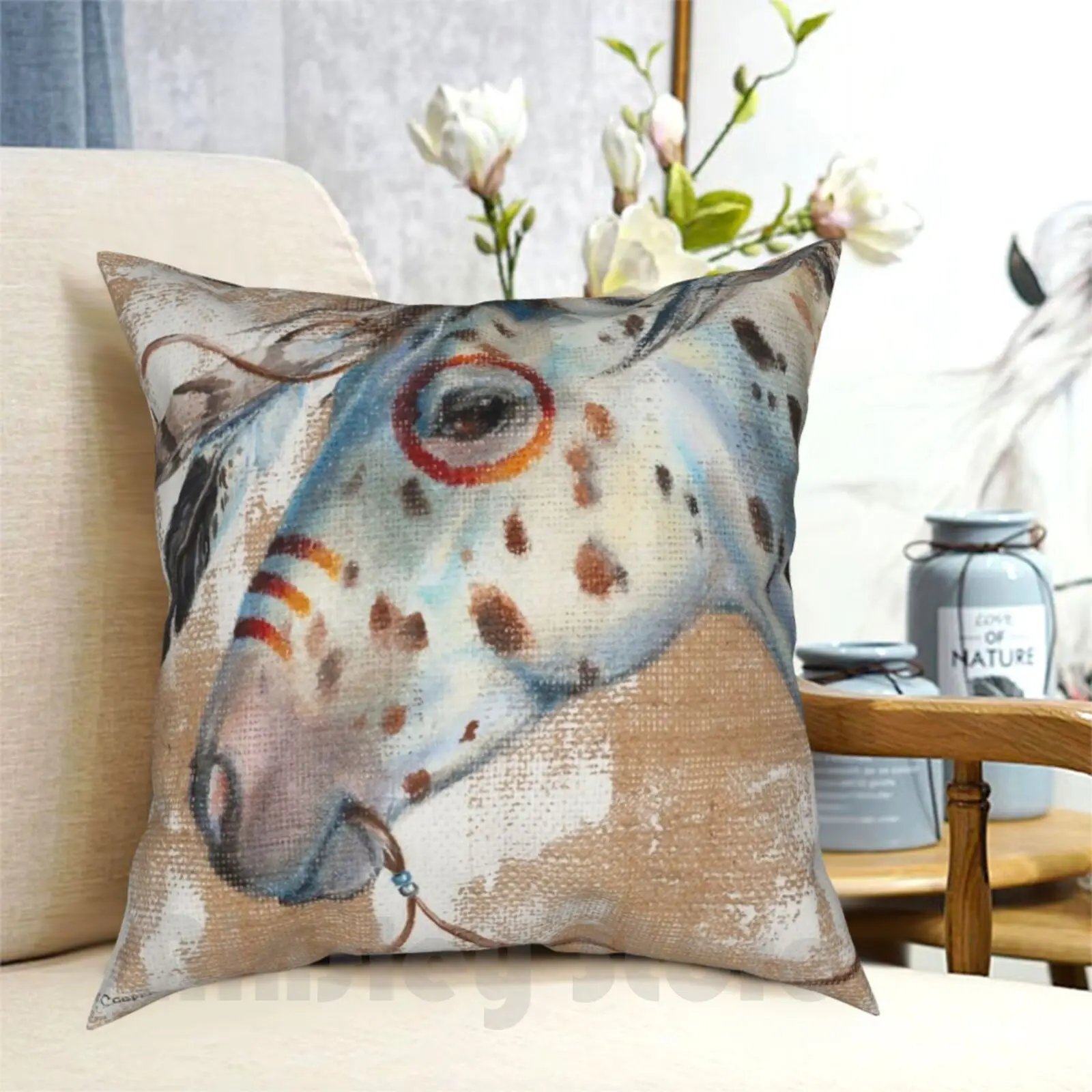 Ready For Battle Pillow Case Printed Home Soft DIY Pillow cover Animal Art Horses Appaloosa Horse War Horse Indian Cowboy