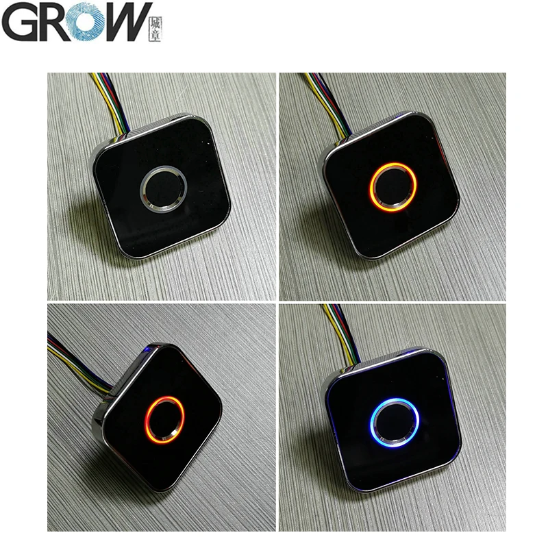 GROW R502-AW Zinc Alloy Round Ring LED Control DC3.3V Capacitive Fingerprint Module Sensor Scanner