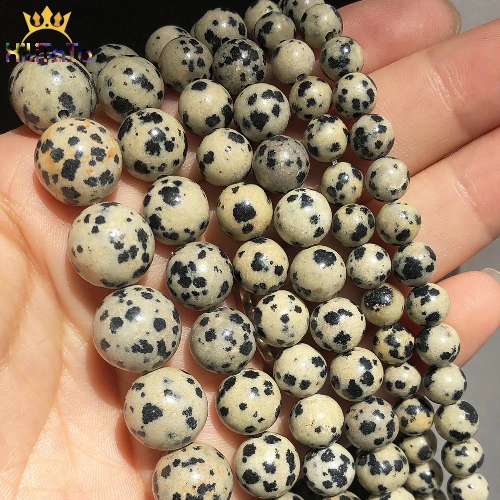 

4 6 8 10 12mm Natural Stone Yellow Spot Jaspers Round Loose Beads For Jewelry Making DIY Bracelet Necklace Accessories 15''