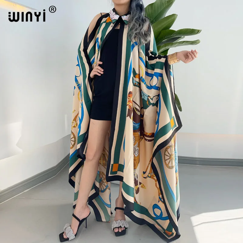 WINYI sukienka Fashion Summer kimono Dress free Size Women\'s Half Sleeve Floral Printed Elegant Casual Vacation Loose Dresses