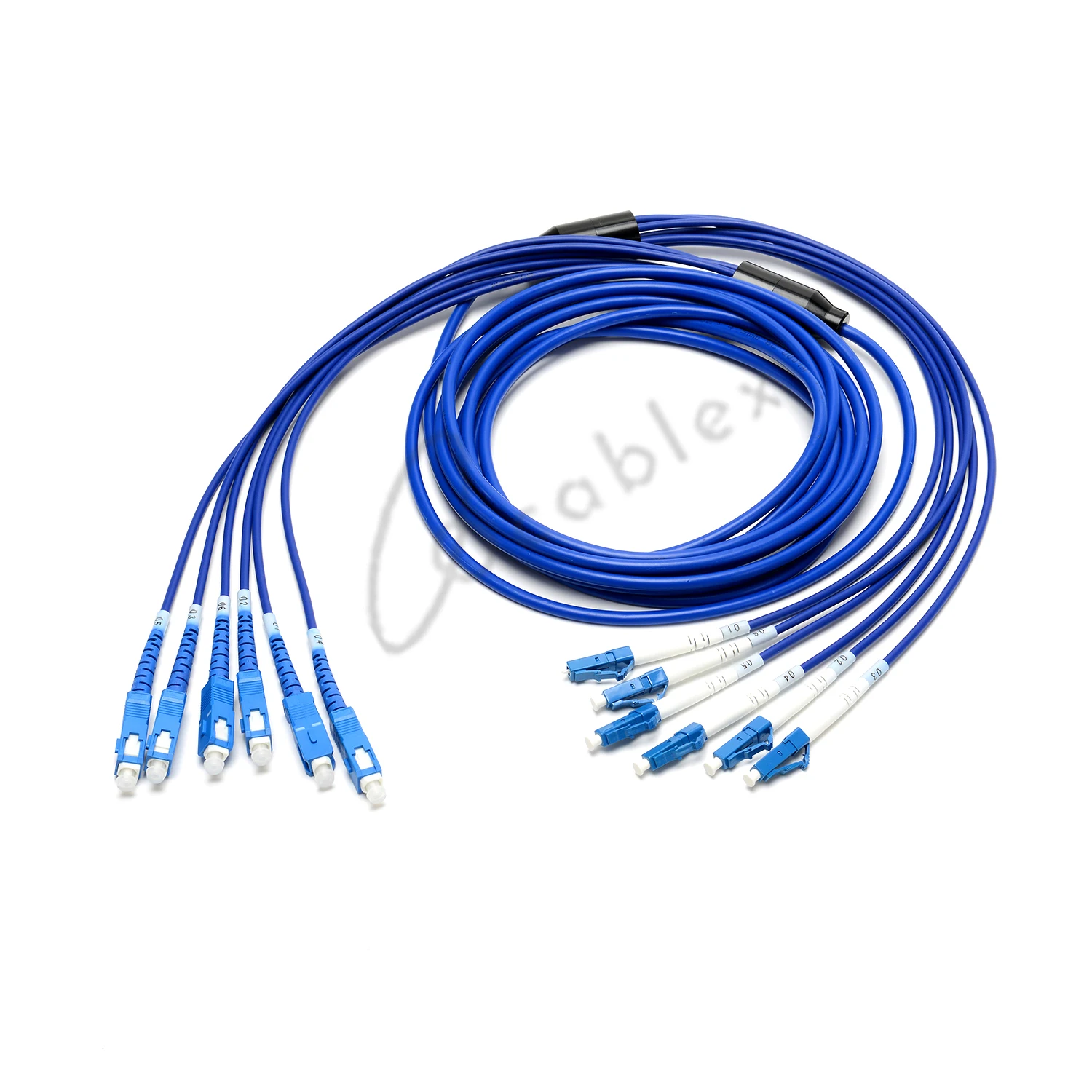 6 Pieces Armored LC UPC-SC UPC 3.0mm Armored Fiber Patch Cord Jumper Cable SM Simplex Single Mode Optic for Network