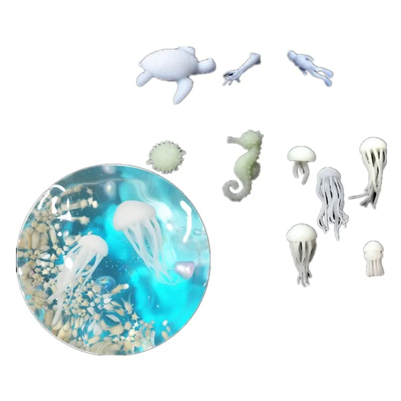 Mixed 3D Micro Jellyfish Landscape Mini Animals DIY Craft Handmade Resin Jewelry UV Epoxy Jewerly Filling Molds Mini Figurines