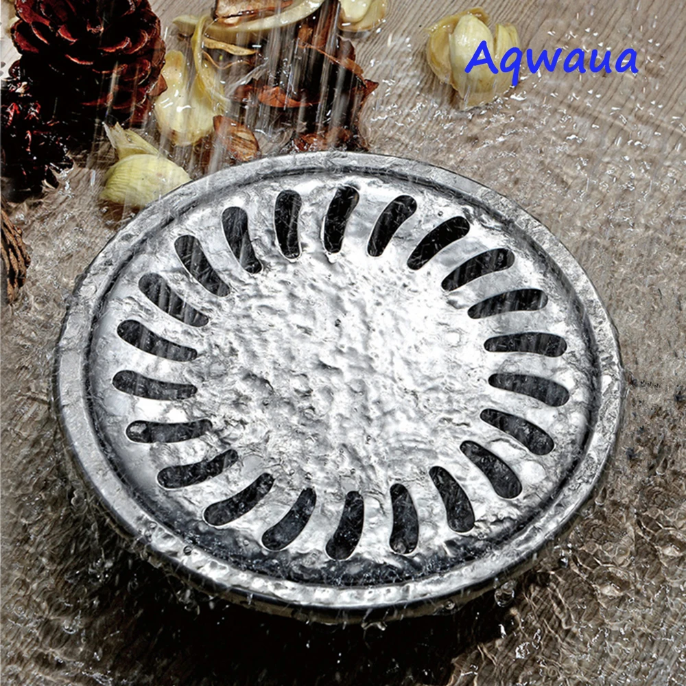 Aqwaua 304 Stainless Steel Round Anti-odor Floor Drain Bathroom Invisible Shower Floor Drainer floor waste Bathroom Accessories