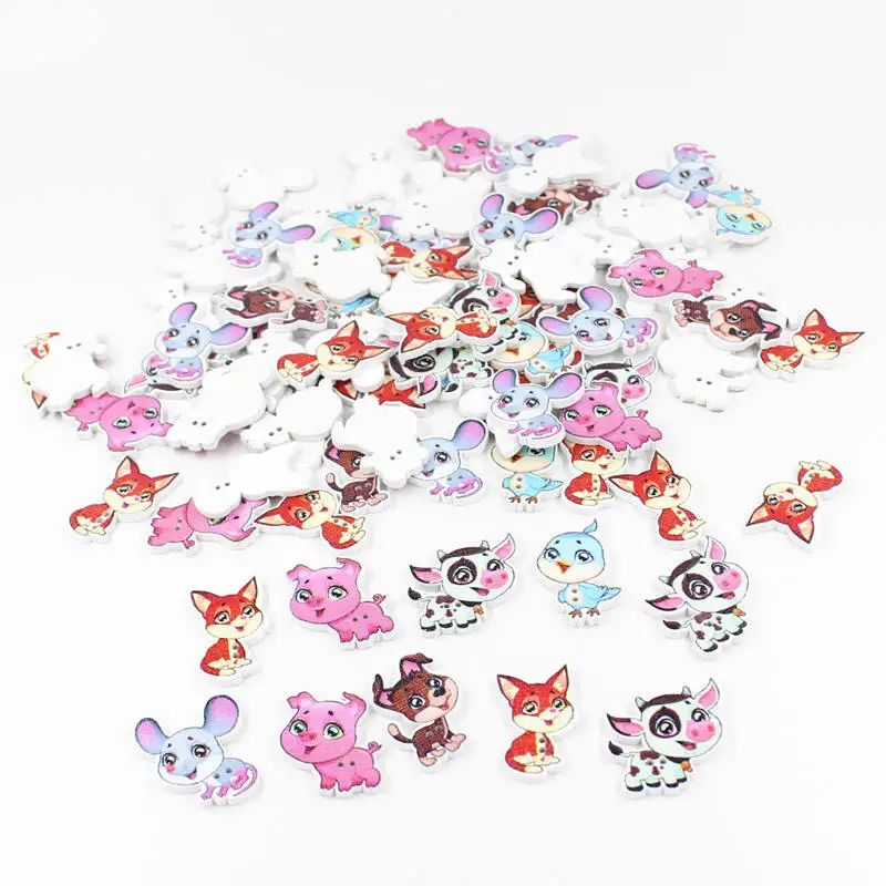 50pcs Cute owl Wooden Buttons Puppy Shape Buttons for Kids,Sewing Accessories,Garment Buttons or Home decoration