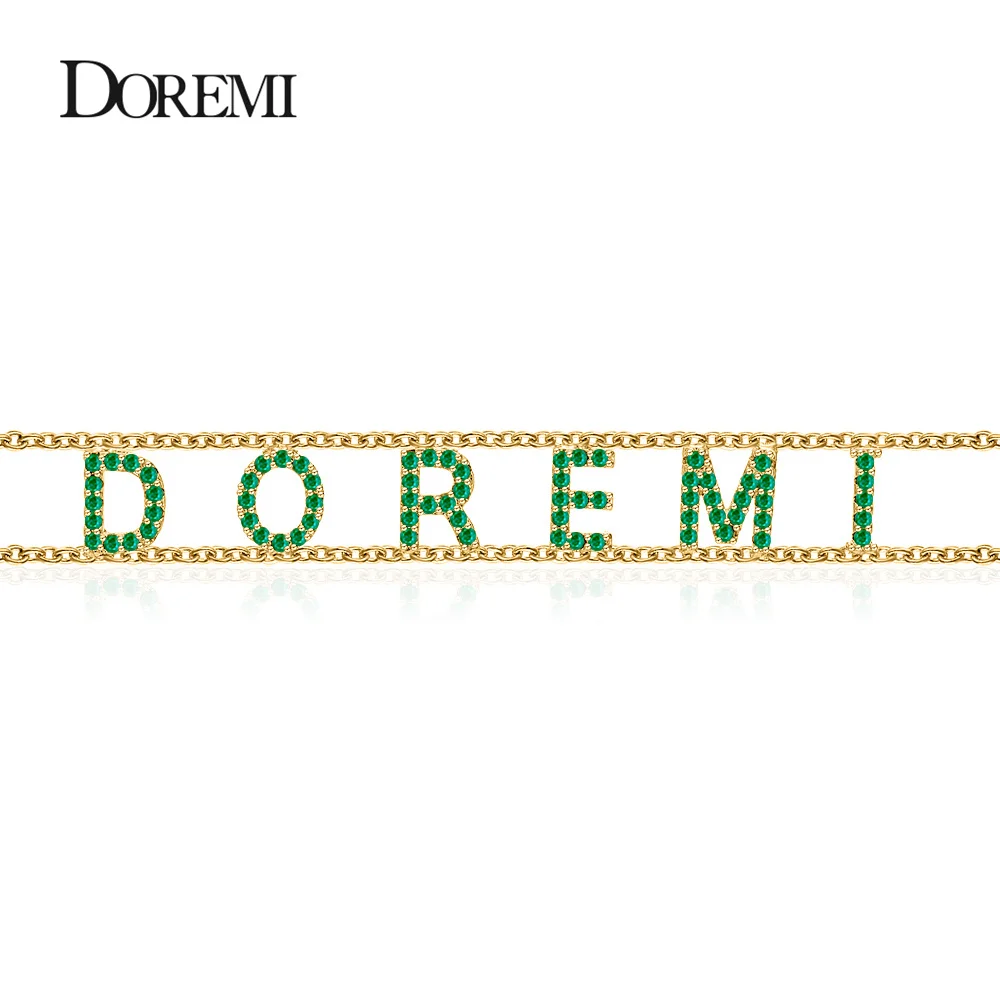 DOREMI 2 Rows Personalized Name Necklace with Zircon Choker Custom Crystal Name Necklaces 9mm Letters Custom Jewelry Gift