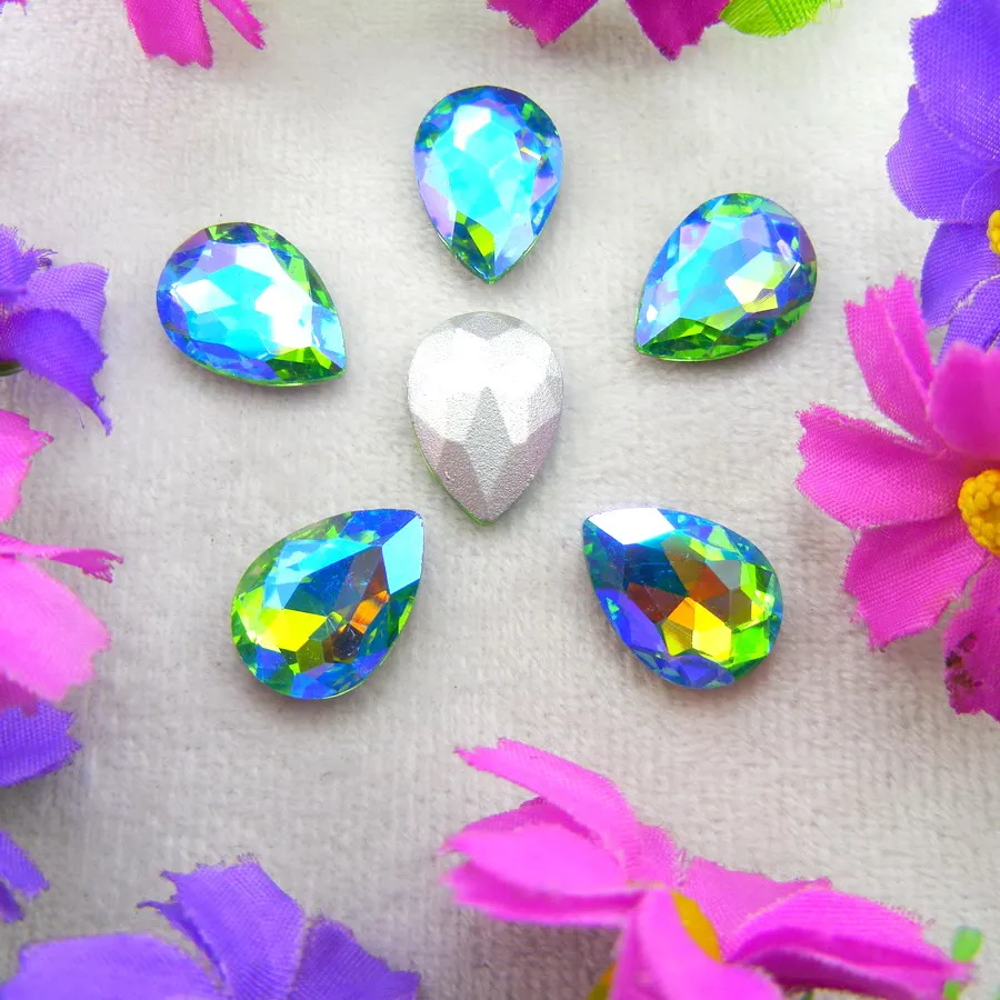 AB Farben 7 Größen Wassertropfen Tränenform Glas-Kristalle zum Aufkleben Strass-Ornament DIY-Verzierung – Detail 11